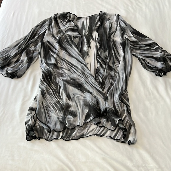 NWOT Handmade Sheer Kimono w/ Split Side Hem and Matching Scarf - Picture 2 of 5